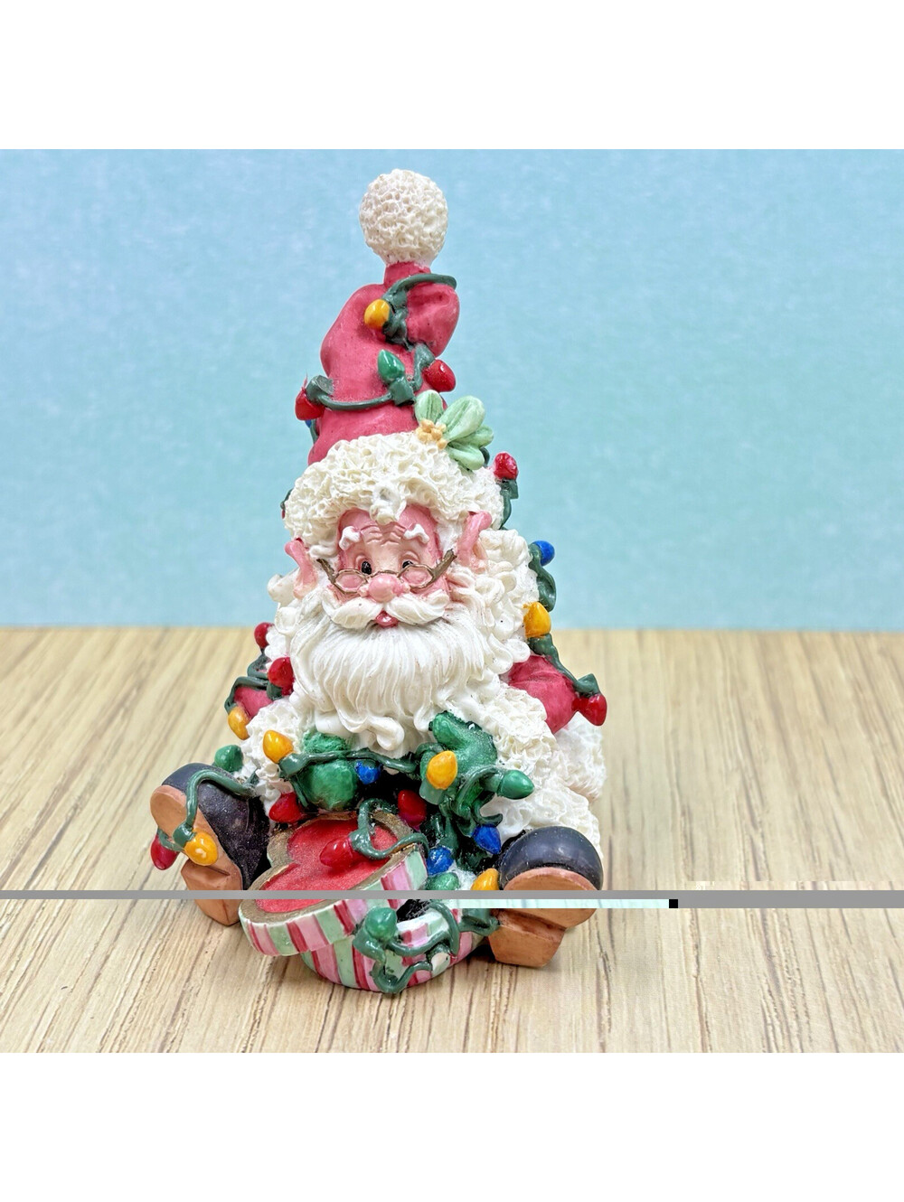 Vintage 1995 Enesco Santa Figurine, Sandi Zimnicki, "You Light Up My Life”
